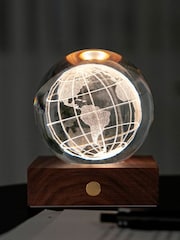 Gingko Walnut Amber Crystal Light with 3D Laser World Globe - Image 4 of 5