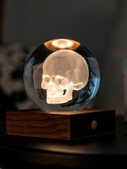 Gingko Walnut Amber Crystal Light with 3D Laser Skull - Image 4 of 5