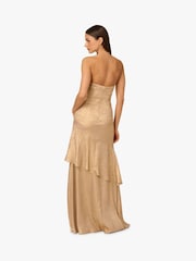 Adrianna By Adrianna Papell Gold Foil Woven Long Dress - Image 2 of 6