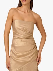 Adrianna By Adrianna Papell Gold Foil Woven Long Dress - Image 4 of 6