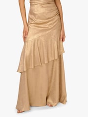 Adrianna By Adrianna Papell Gold Foil Woven Long Dress - Image 5 of 6