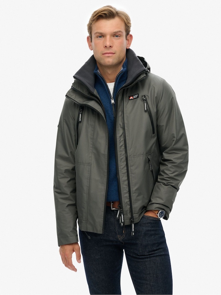Superdry Grey Hooded Mountain Windbreaker Jacket - Image 1 of 7 Superdry Grey Hooded Mountain Windbreaker Jacket - Image 1 of 7