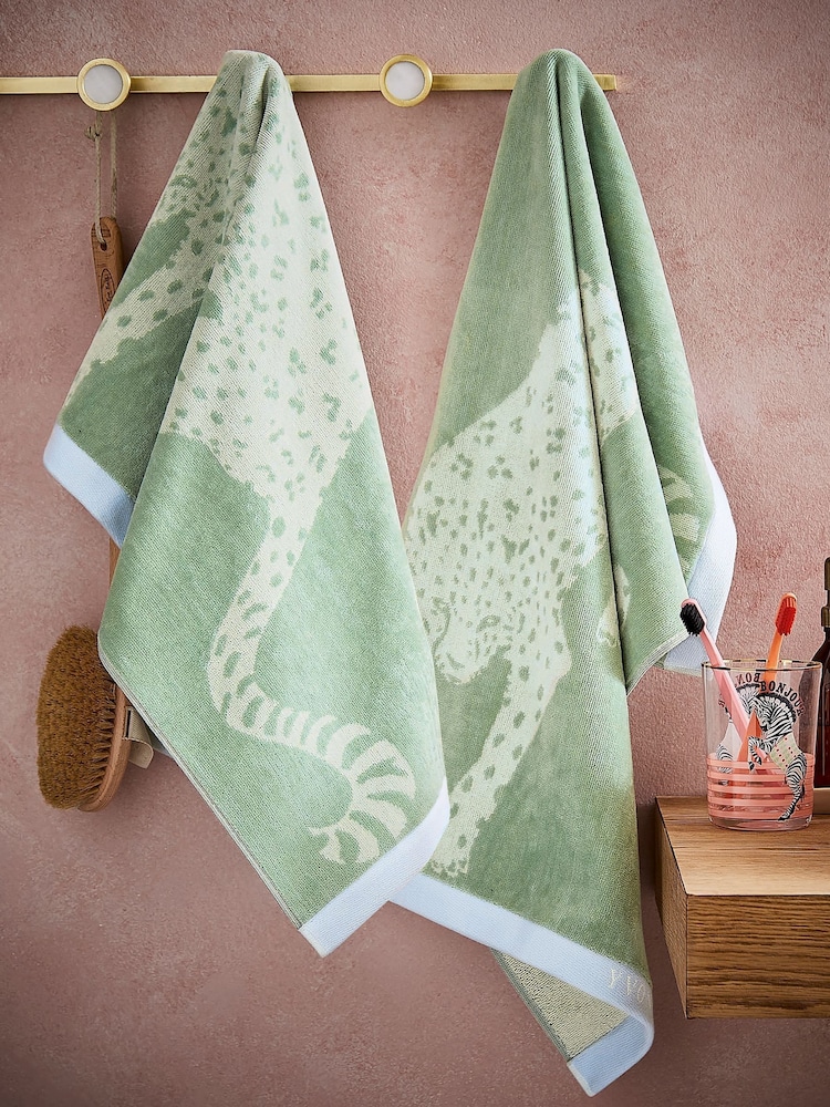 Yvonne Ellen Fresh Sage Leopard Print Towel - Image 1 of 3