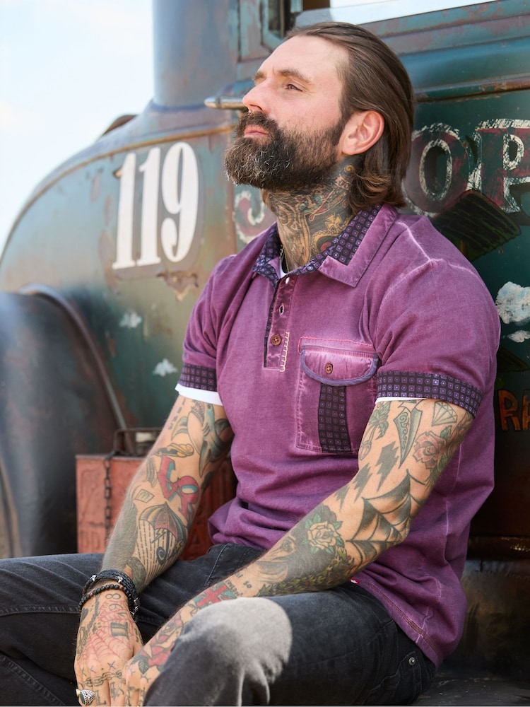 Joe Browns Purple Retro Wash Polo Shirt - Image 1 of 7 Joe Browns Purple Retro Wash Polo Shirt - Image 1 of 7