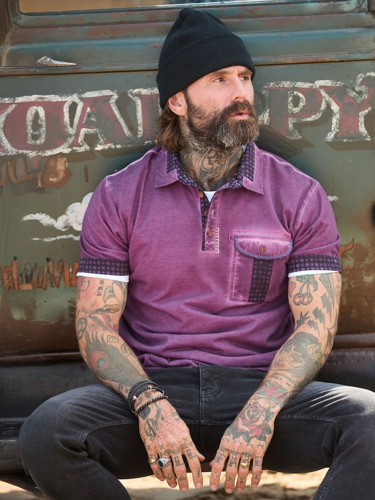 Joe Browns Purple Retro Wash Polo Shirt - Image 2 of 7 Joe Browns Purple Retro Wash Polo Shirt - Image 2 of 7