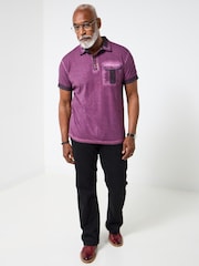 Joe Browns Purple Retro Wash Polo Shirt - Image 6 of 7