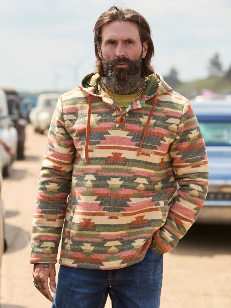 Joe Browns Cream Woven Aztec Hoodie - Image 2 of 7 Joe Browns Cream Woven Aztec Hoodie - Image 2 of 7