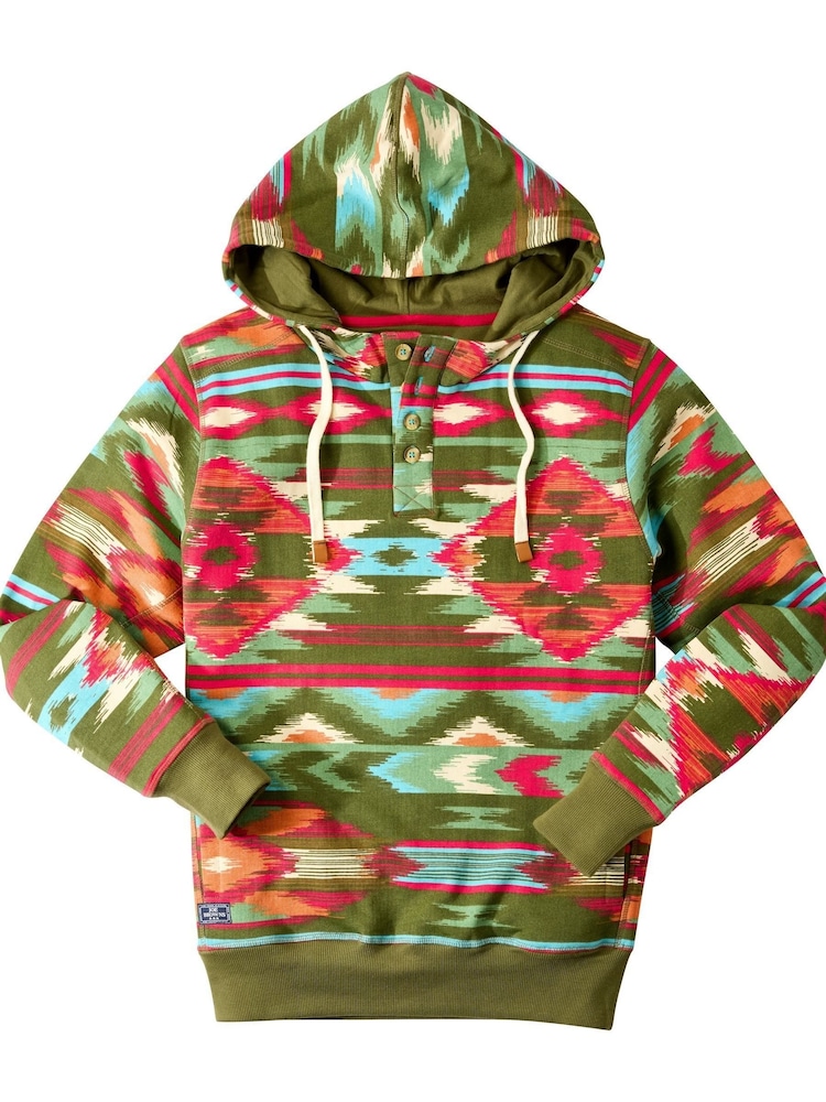 Joe Browns Green Aztec Print Hoodie - Image 7 of 7 Joe Browns Green Aztec Print Hoodie - Image 7 of 7