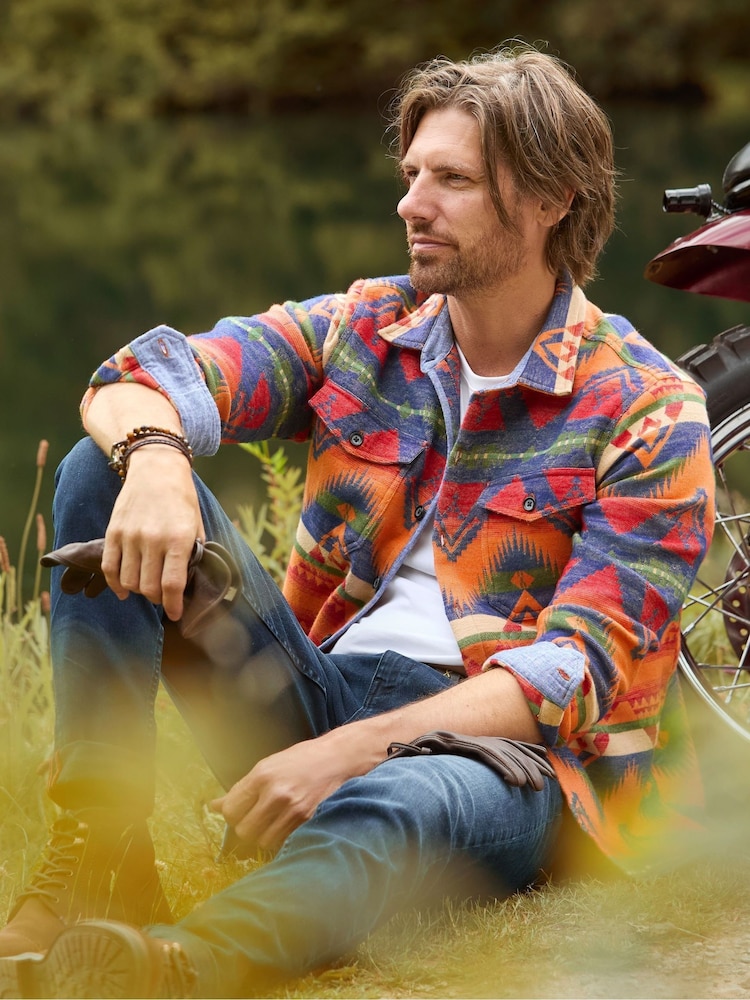 Joe Browns Orange Aztec Long Sleeve Shirt - Image 1 of 8