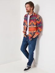 Joe Browns Orange Aztec Long Sleeve Shirt - Image 6 of 8