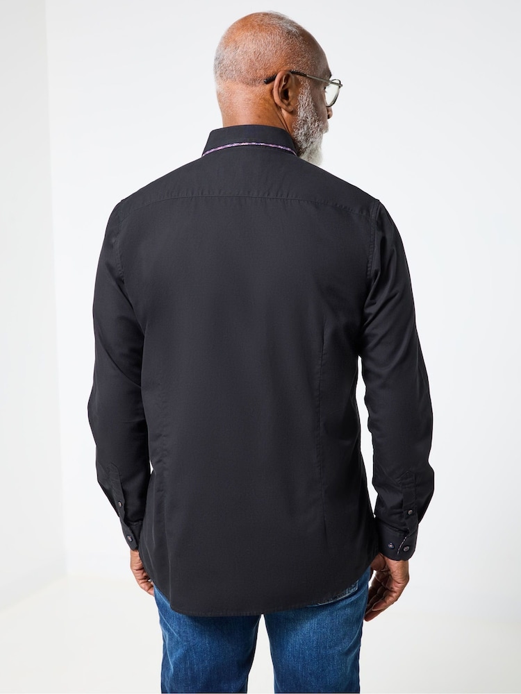 Joe Browns Black Contrast Trim Double Collar Shirt - Image 2 of 6