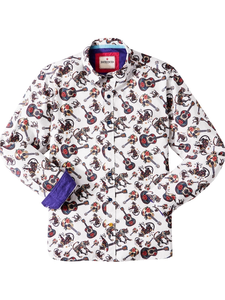 Joe Browns White Big Cat And Guitar Shirt - Image 6 of 6