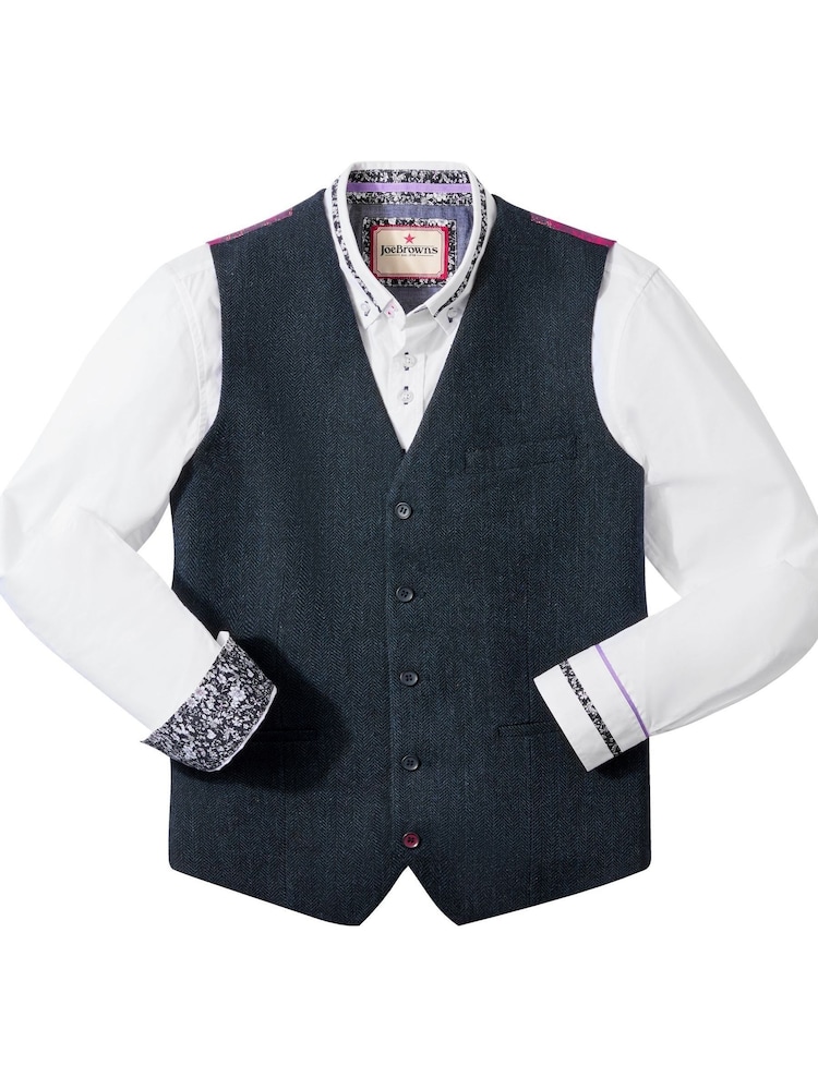 Joe Browns Blue Handsome Herringbone Waistcoat - Image 7 of 7 Joe Browns Blue Handsome Herringbone Waistcoat - Image 7 of 7
