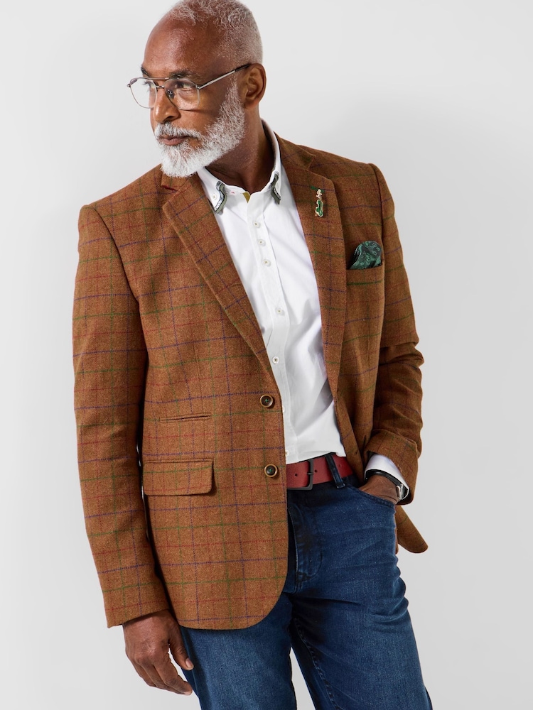 Joe Browns Brown Smart  Check Blazer - Image 2 of 8