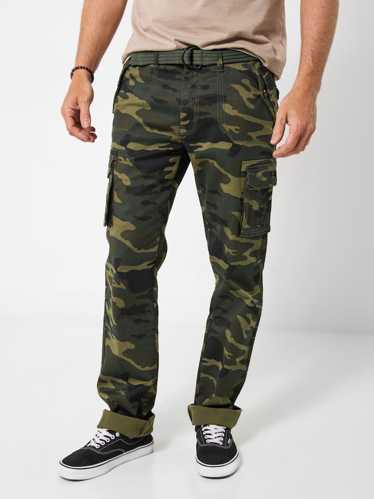 Joe Browns Green Camo Print Cargo Trousers - Image 1 of 7 Joe Browns Green Camo Print Cargo Trousers - Image 1 of 7