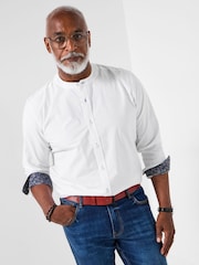 Joe Browns White Contrast Trim Grandad Collar Shirt - Image 2 of 7