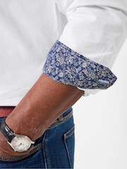Joe Browns White Contrast Trim Grandad Collar Shirt - Image 6 of 7
