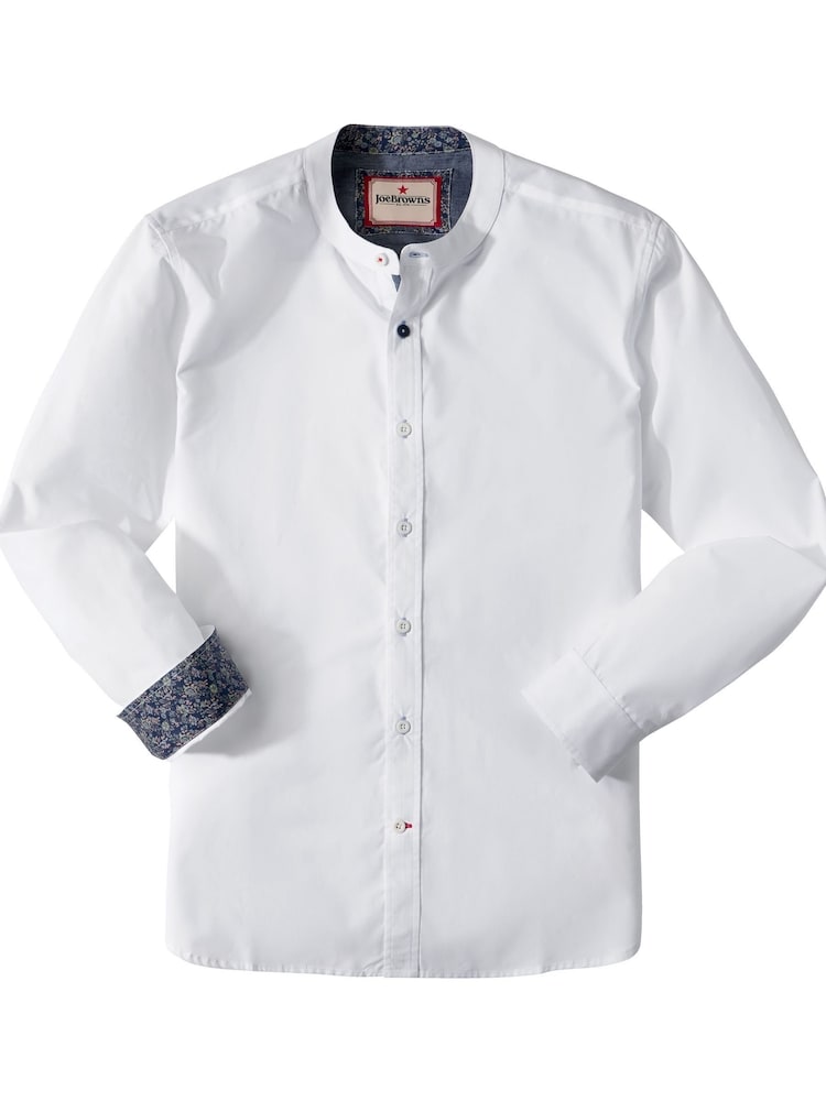 Joe Browns White Contrast Trim Grandad Collar Shirt - Image 7 of 7