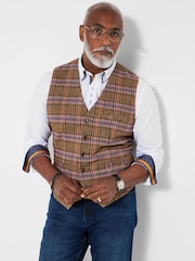 Joe Browns Brown Check Front Waistcoat - Image 1 of 7