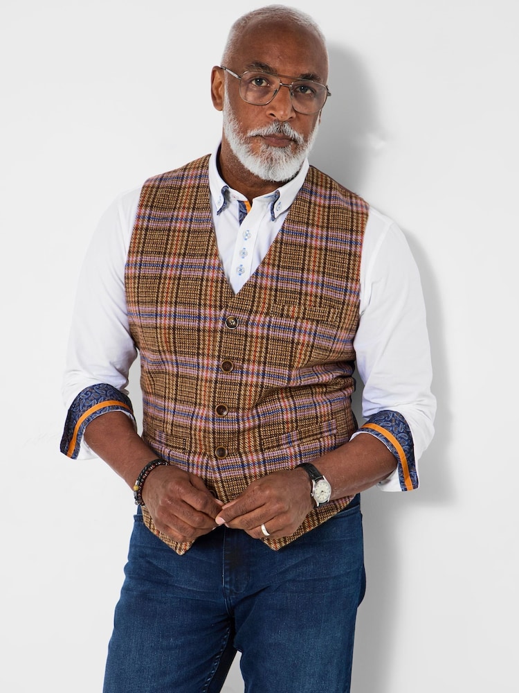 Joe Browns Brown Check Front Waistcoat - Image 1 of 7