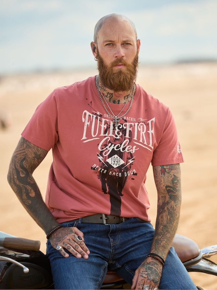 Joe Browns Biker Front Print Crew Neck T-Shirt - Imagen 1 de 8