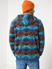 Joe Browns Blue Aztec Zip Hoodie - Image 4 of 7