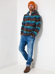 Joe Browns Blue Aztec Zip Hoodie - Image 5 of 7
