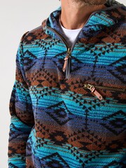 Joe Browns Blue Aztec Zip Hoodie - Image 6 of 7