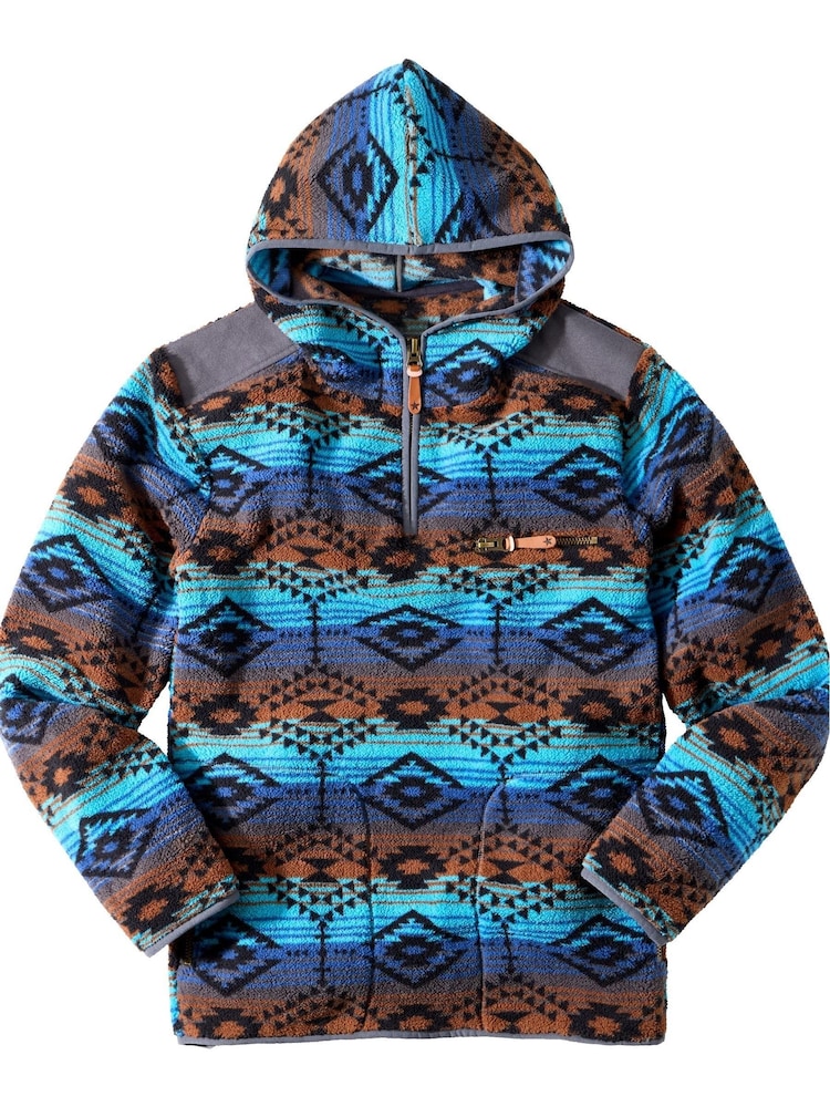 Joe Browns Blue Aztec Zip Hoodie - Image 7 of 7 Joe Browns Blue Aztec Zip Hoodie - Image 7 of 7