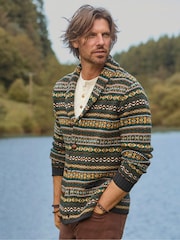 Joe Browns Green Fairisle Pattern Shawl Cardigan - Image 1 of 8