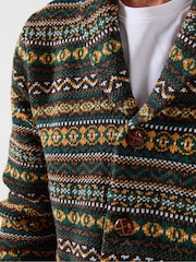 Joe Browns Green Fairisle Pattern Shawl Cardigan - Image 3 of 8