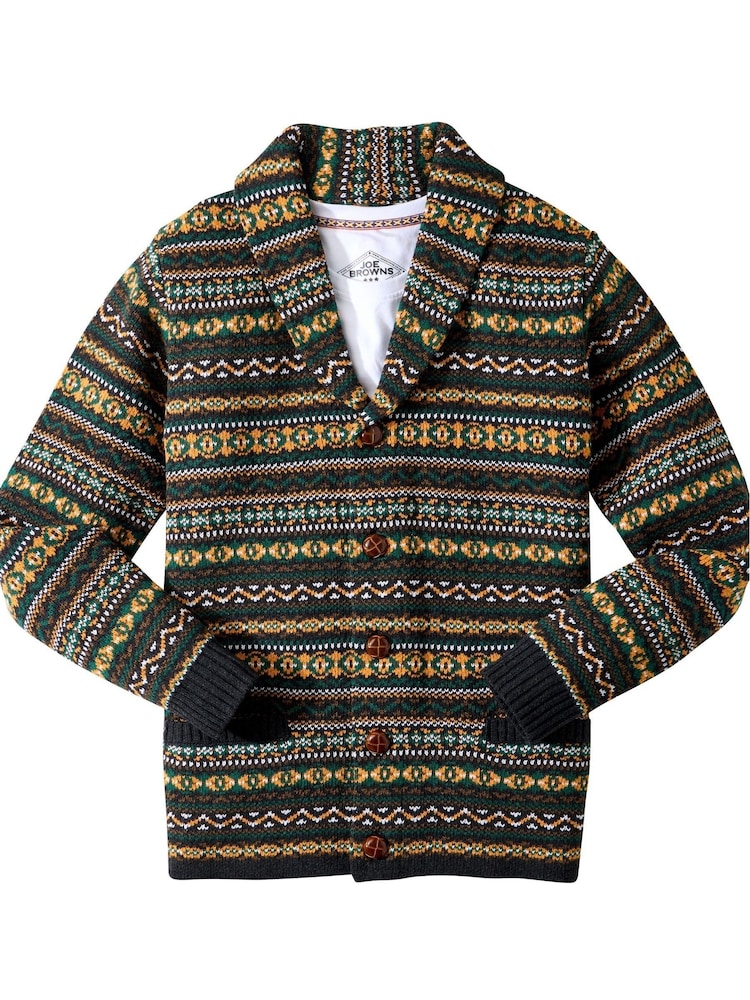Joe Browns Green Fairisle Pattern Shawl Cardigan - Image 8 of 8 Joe Browns Green Fairisle Pattern Shawl Cardigan - Image 8 of 8