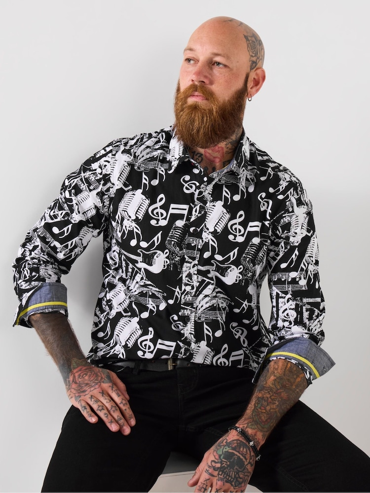 Joe Browns Black Musical Note Shirt - Image 1 of 5