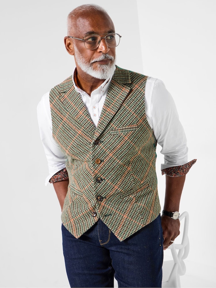 Joe Browns Green Patterned Lining Waistcoat - Image 1 of 7