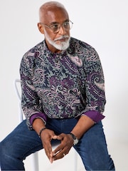 Joe Browns Purple Paisley Print Shirt - Image 2 of 6