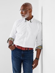 Joe Browns White Contrast Trim Triple Collar Shirt - Image 1 of 6