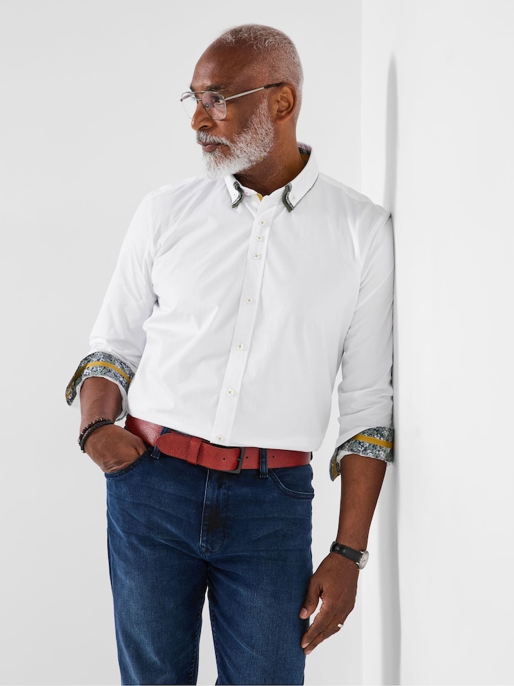 Joe Browns White Contrast Trim Triple Collar Shirt - Image 1 of 6