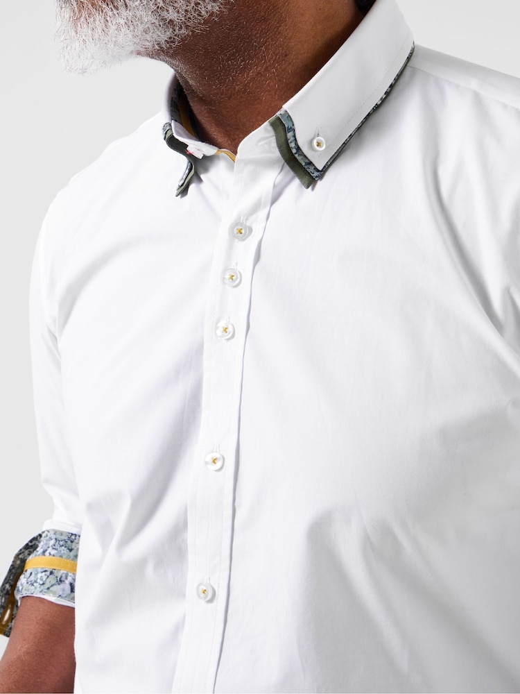 Joe Browns White Contrast Trim Triple Collar Shirt - Image 2 of 6
