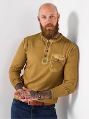 Joe Browns Yellow Pocketed Long Sleeve Henley T-Shirt - Image 3 of 7