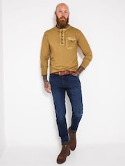Joe Browns Yellow Pocketed Long Sleeve Henley T-Shirt - Image 6 of 7