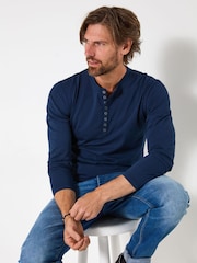 Joe Browns Navy Henley Crew Top - Image 1 of 5