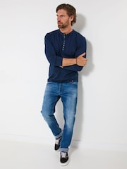 Joe Browns Navy Henley Crew Top - Image 3 of 5