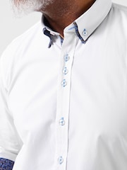 Joe Browns White Blue Printed Trim Double Collar Shirt - Image 2 of 6