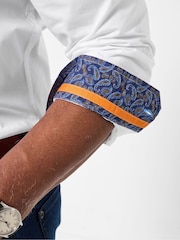 Joe Browns White Blue Printed Trim Double Collar Shirt - Image 5 of 6