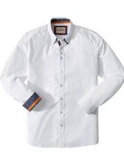 Joe Browns White Blue Printed Trim Double Collar Shirt - Image 6 of 6