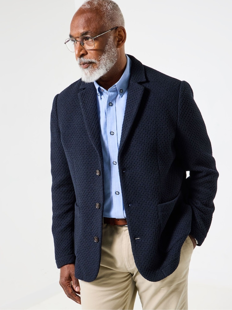 Joe Browns Blue Unlined Waffle Textured Blazer - Image 2 of 7
