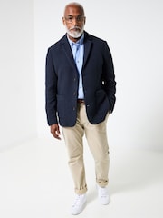 Joe Browns Blue Unlined Waffle Textured Blazer - Image 4 of 7