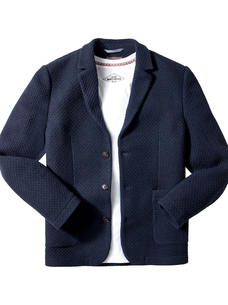 Joe Browns Blue Unlined Waffle Textured Blazer - Image 7 of 7