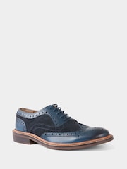 Joe Browns Blue Double Stitched Leather Brogues - Image 2 of 4
