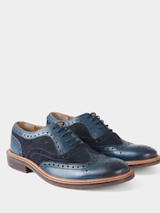 Joe Browns Blue Double Stitched Leather Brogues - Image 3 of 4